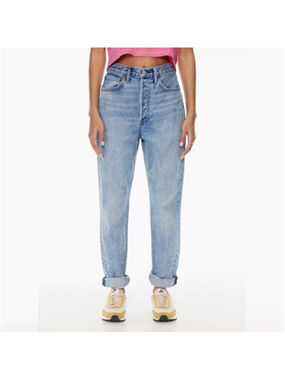 Aritzia Denim Forum BF High Rise Loose Jeans in Classic Blue 28L sz 30